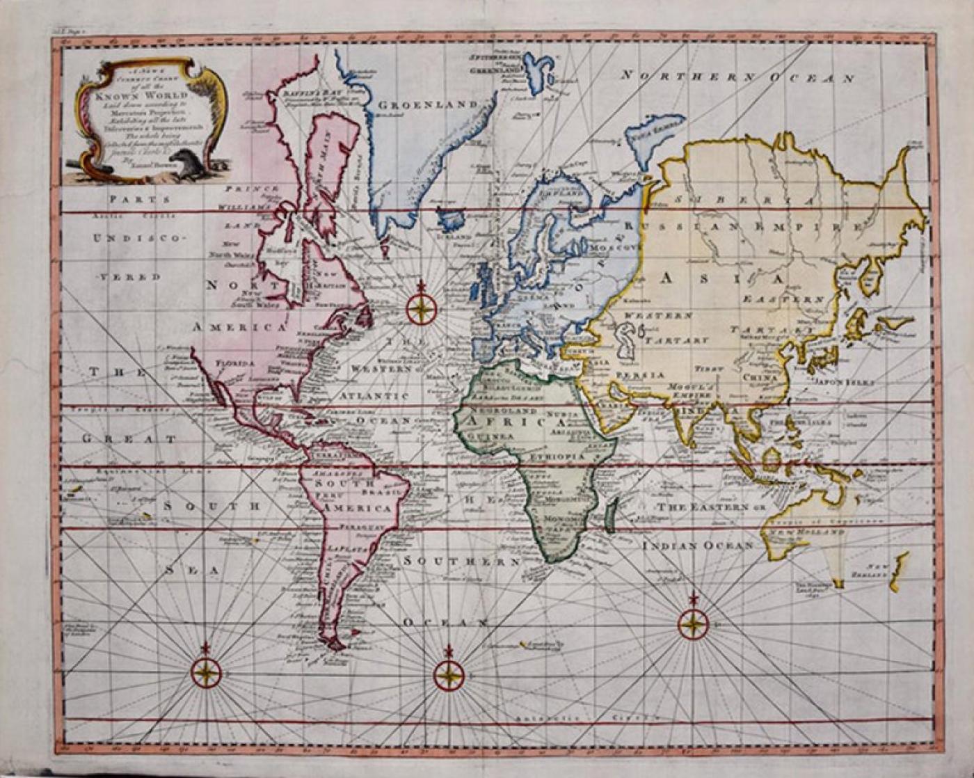 Emanuel Bowen - Map of the World: An Original 18th Century Hand-colored ...