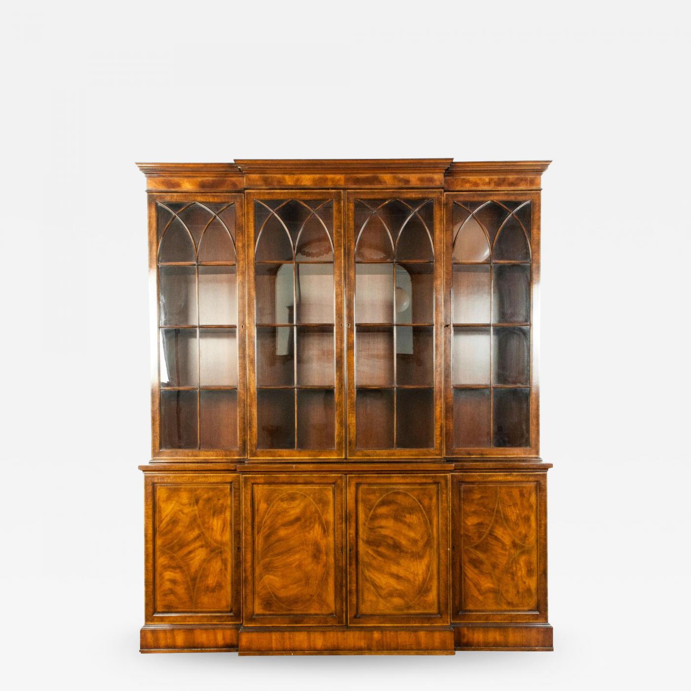 English Mahogany Wood Hutch China Cabinet