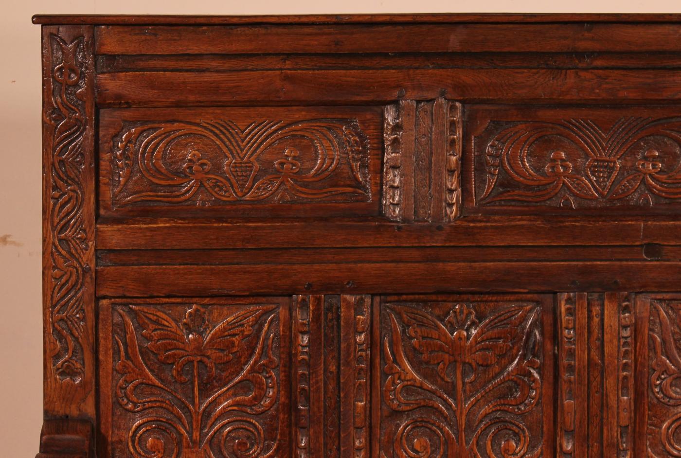 English Settle/ Bench In Oak From The 17th Century