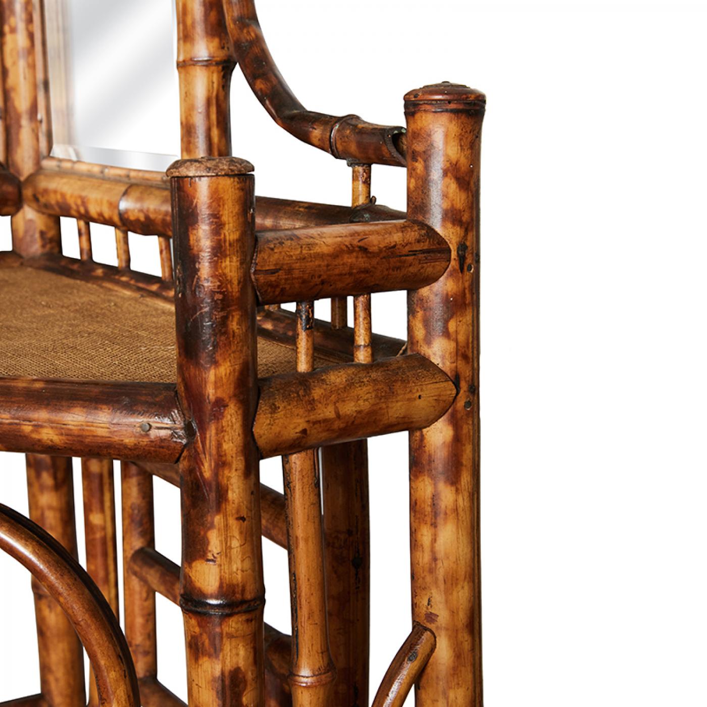 English Victorian Tiger Bamboo Corner Shelf