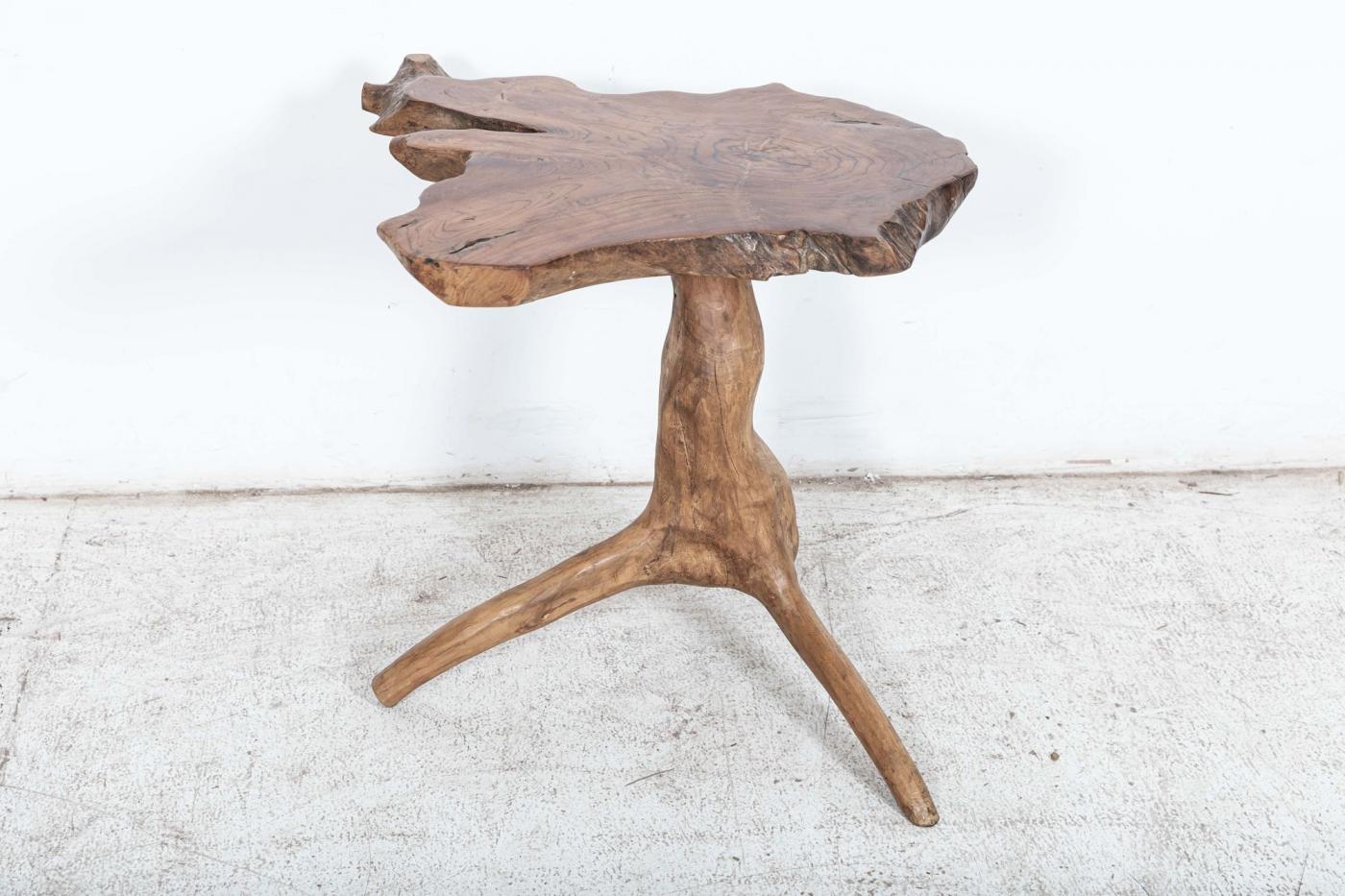 English Yew Root Wood Side Table