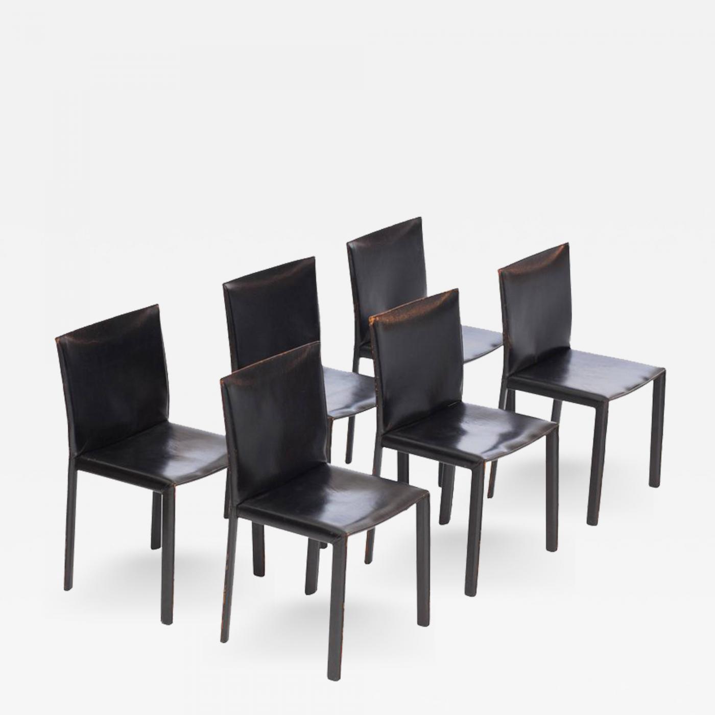 Enrico Pellizzoni Pellizzoni Black Leather Pasqualina Chairs