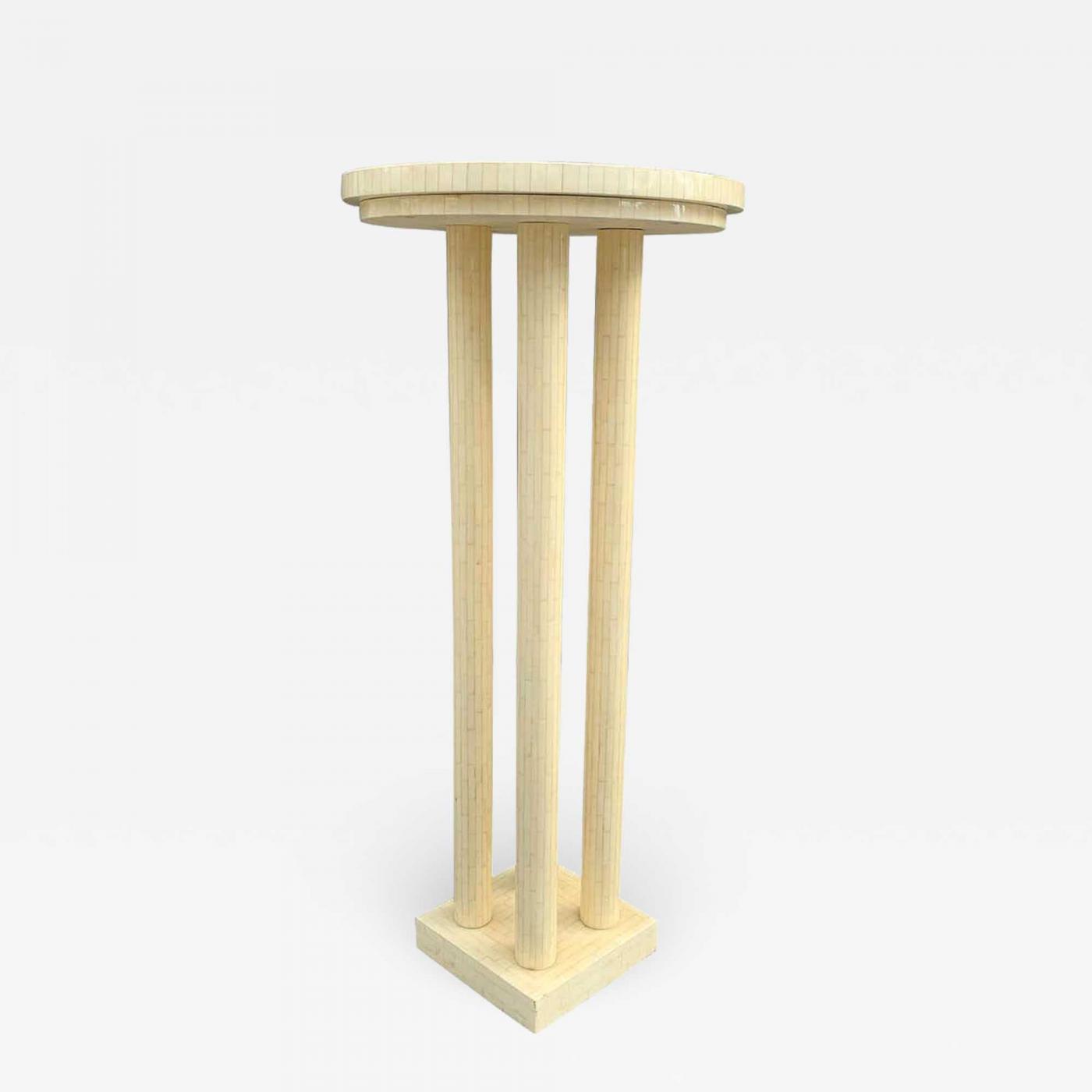 Enrique Garcel Tall Pedestal Table In Tessellated Bone Tile By Enrique Garcel For Jimeco