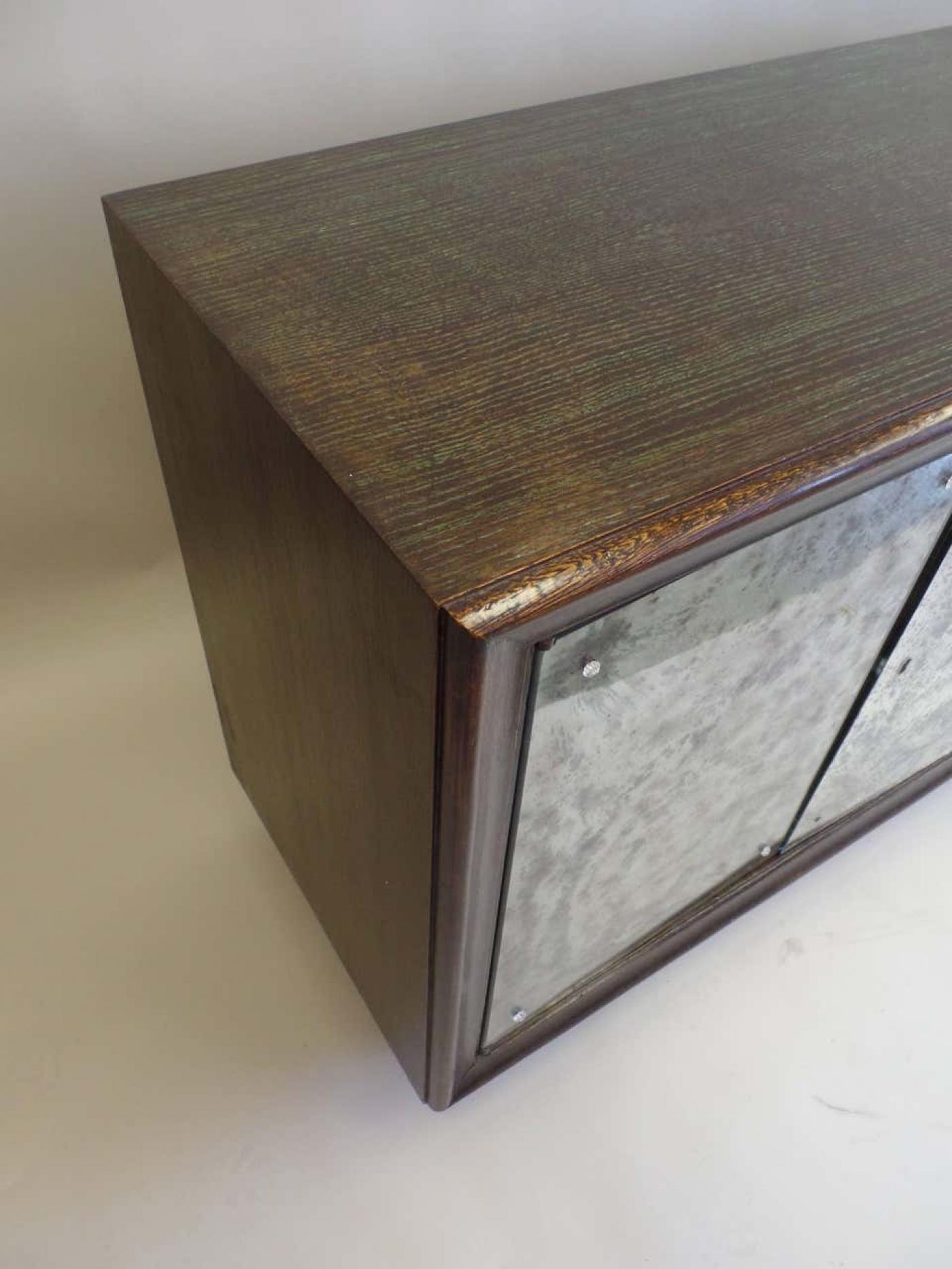 Eugène Printz French Art Deco Cerused Oak and Mercury Mirrored