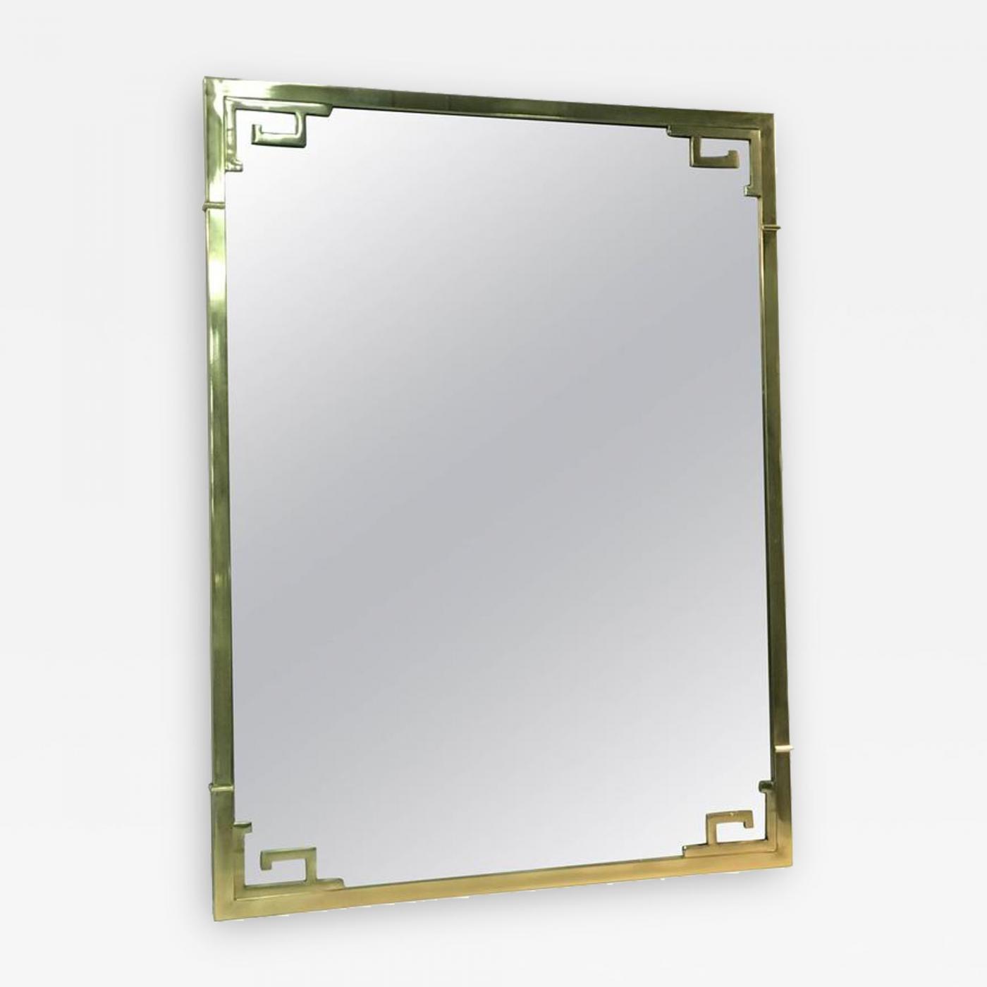 Exceptional Italian Solid Brass Wall Mirror With Greek Key Design