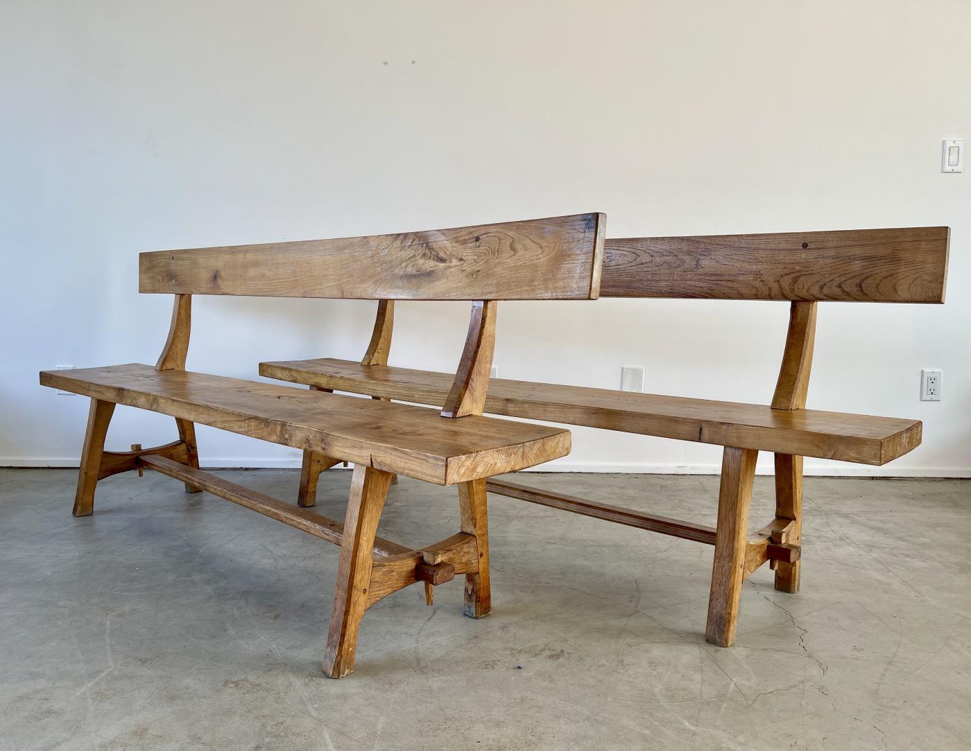 FRENCH OAK BENCHES W/ BACKS