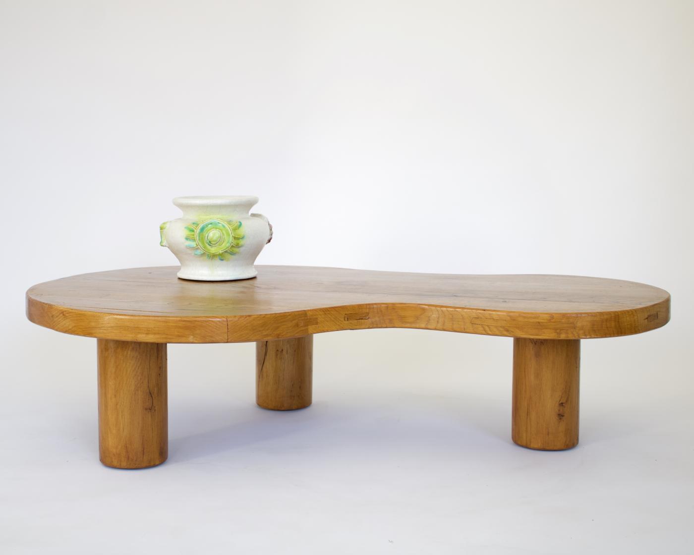 FRENCH OAK FREEFORM ORGANIC MODERN LOW COFFEE TABLE