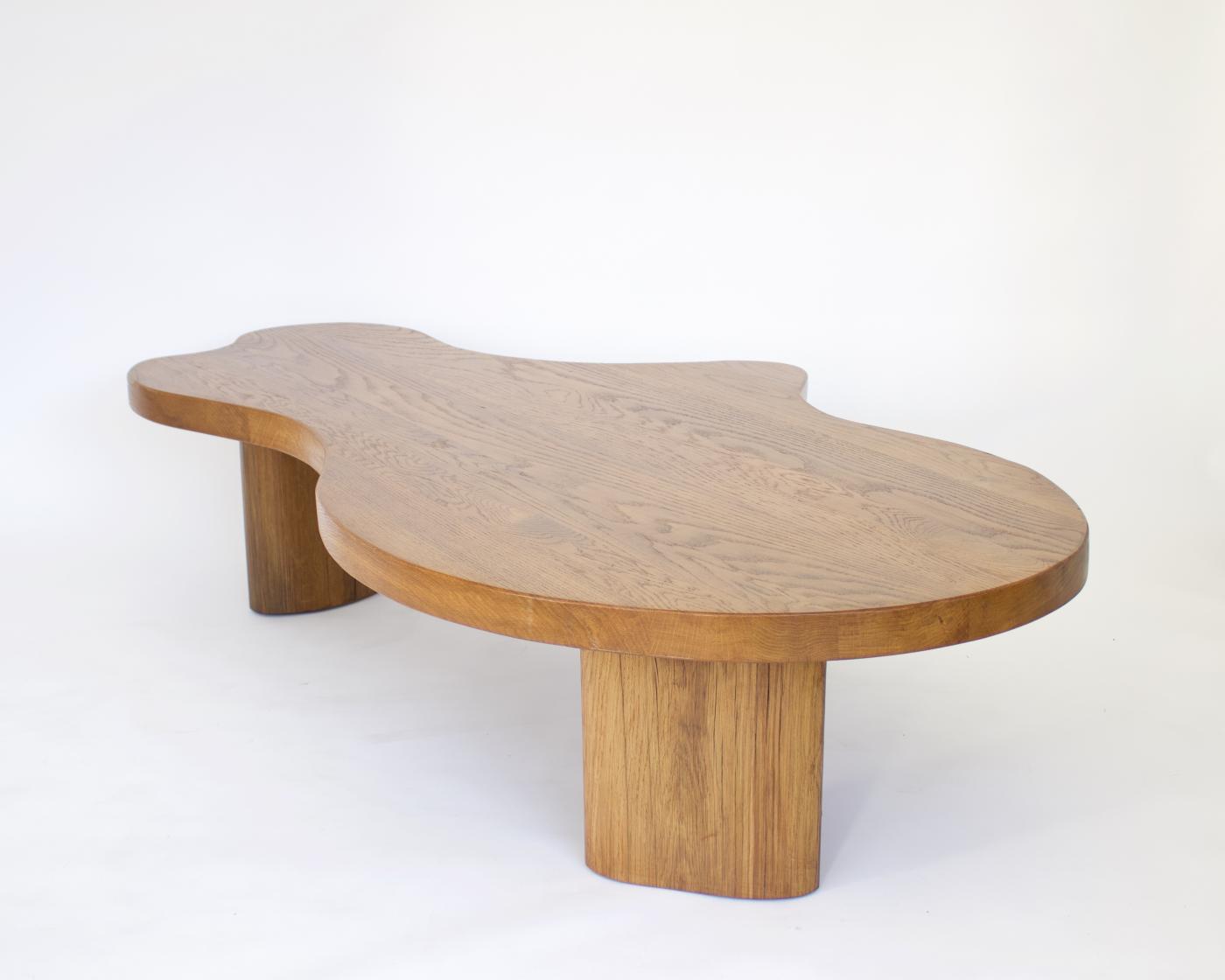 FRENCH OAK FREEFORM ORGANIC MODERN LOW COFFEE TABLE