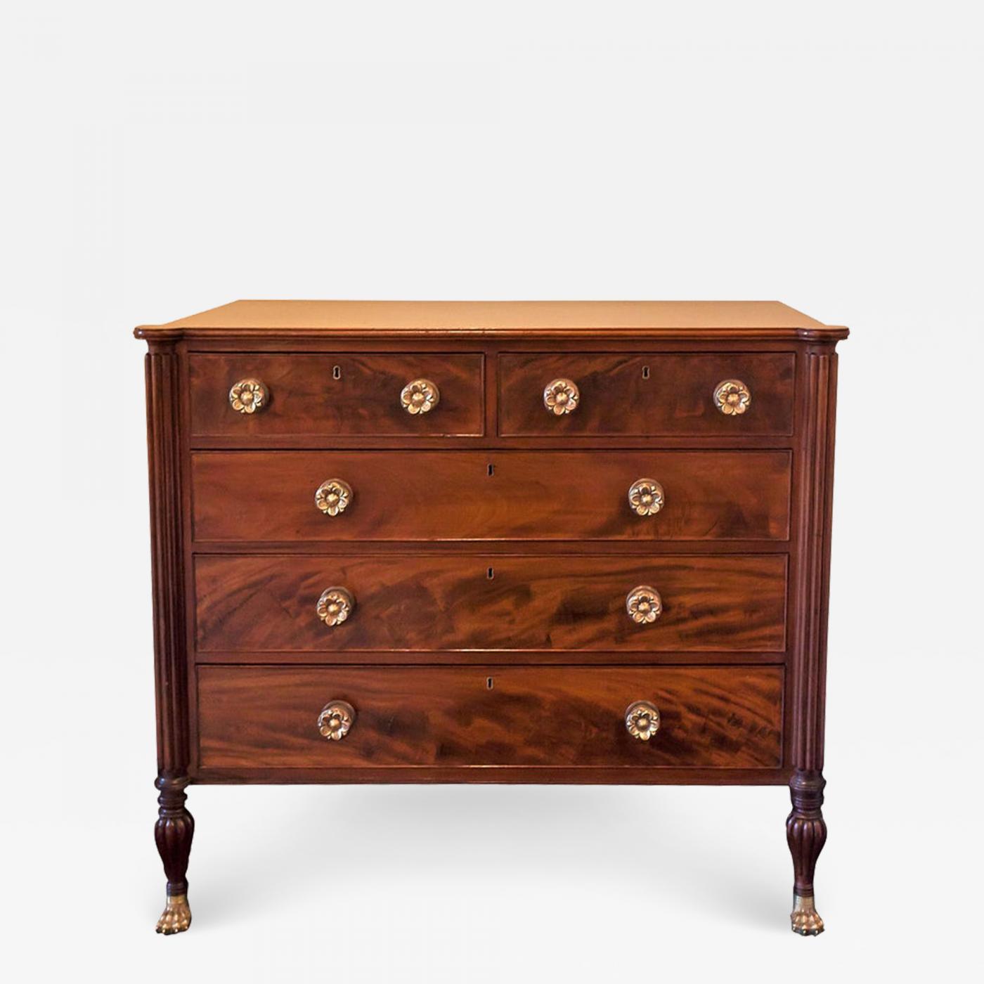 Federal Mahogany Cookie Corner Chest With Brass Animal Feet