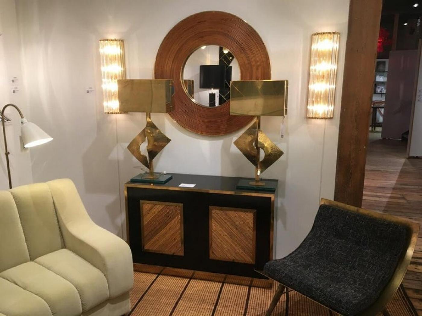 Ferdinando Loffredo - Brass, Bamboo and Black Credenza or Sideboard by ...