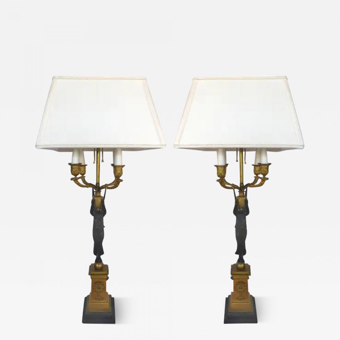 French Empire Style Candelabra Mounted as Lamps
