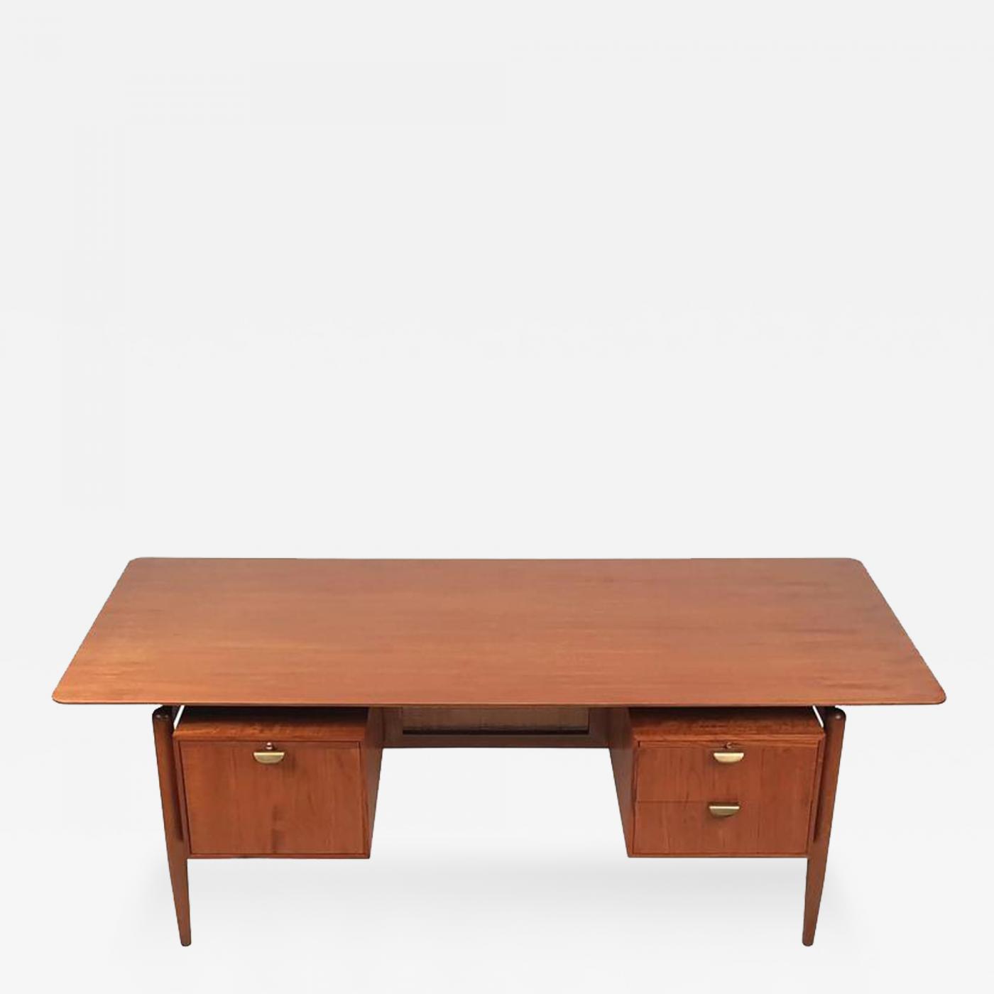 Finn Juhl Finn Juhl Teak Executive Desk With Floating Top