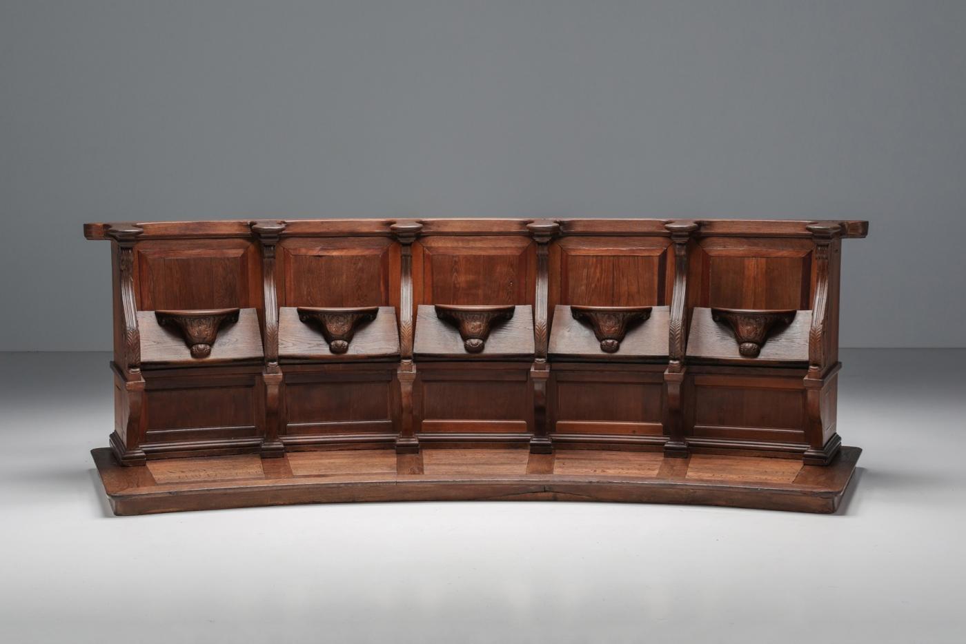 Flemish 18th Century Oak Church Pews, Belgium