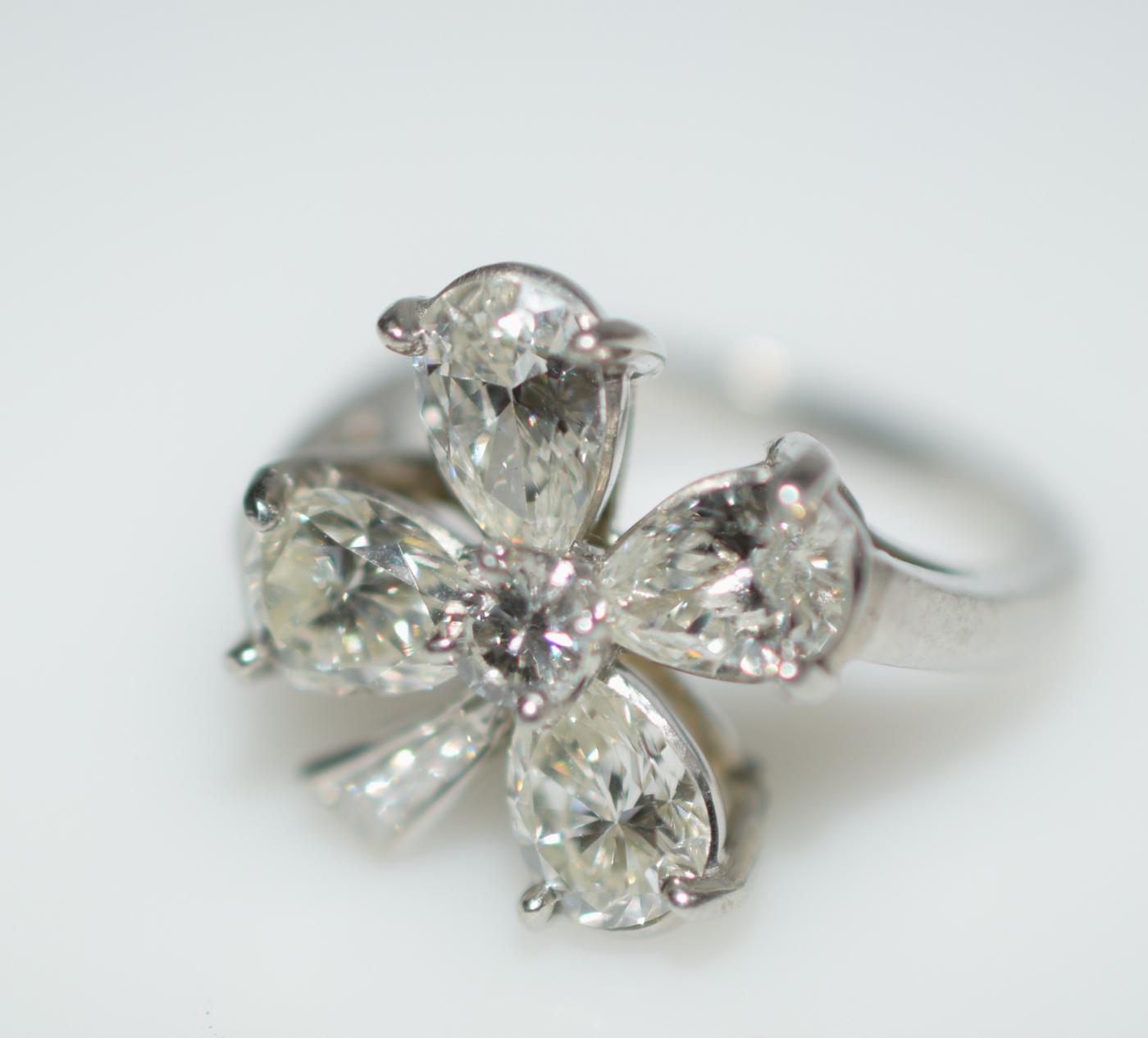 Four Leaf Clover Diamond and Platinum Ring