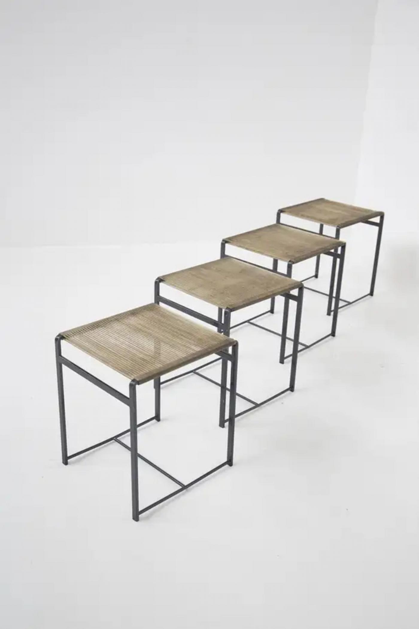 Four Scandinavian Vintage Stools in Iron