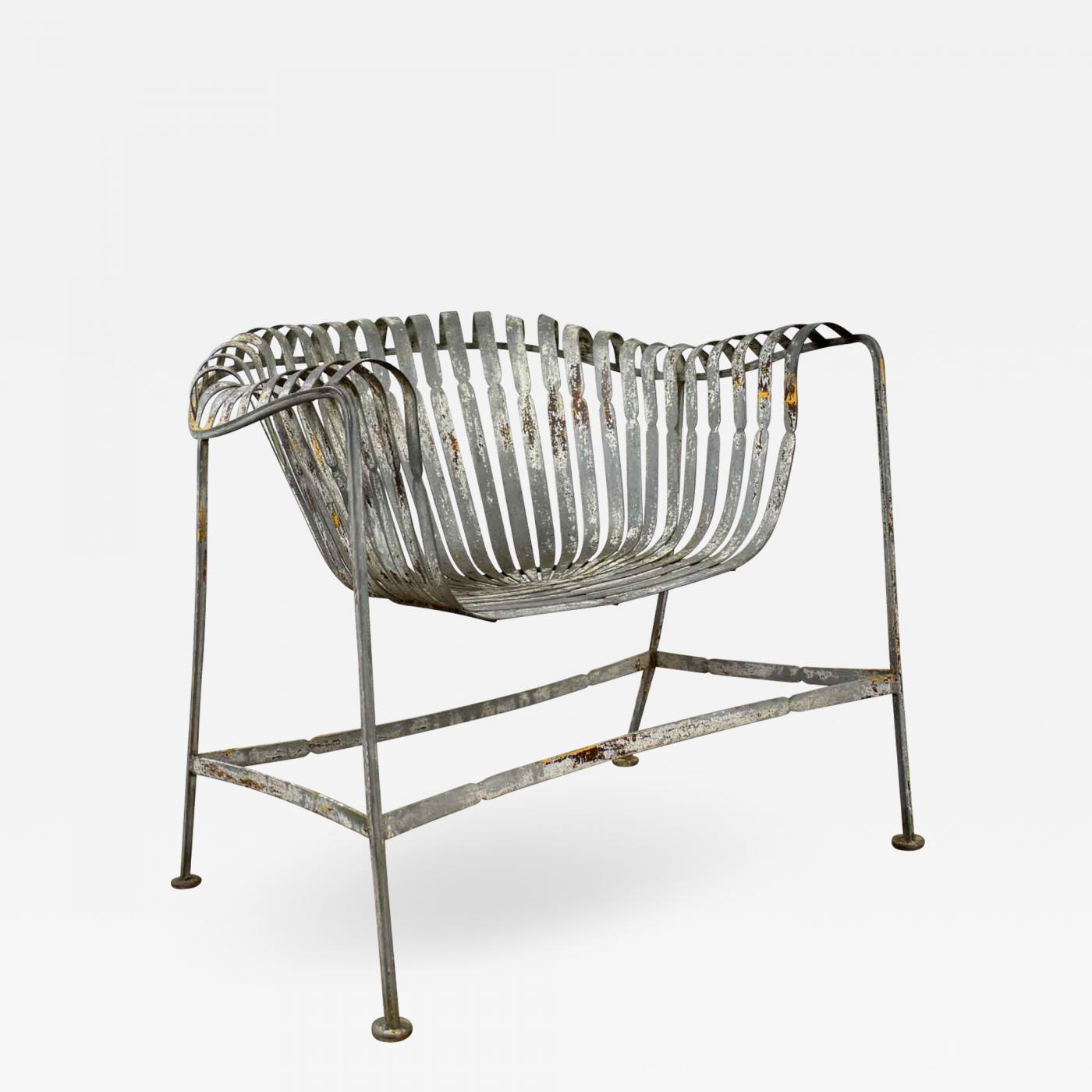 Francois Carré Vintage Rustic Spring Steel Fan Roll Back Garden Chair Style Of Vintage Rustic Spring Steel Fan Roll, Vintage Spring Steel Outdoor Chairs