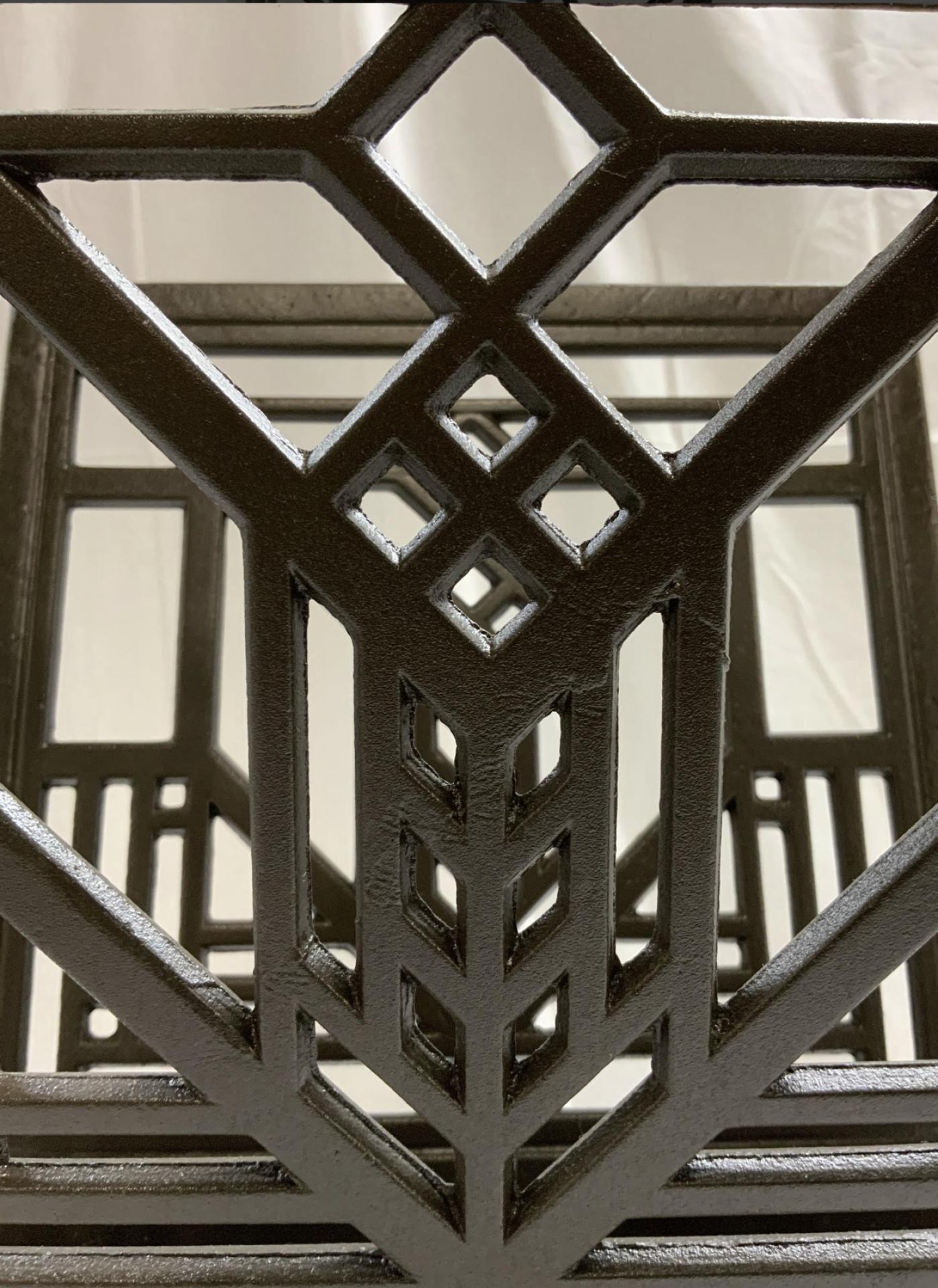 Frank Lloyd Wright - FRANK LLOYD WRIGHT STYLE PATINATED METAL MAGAZINE RACK