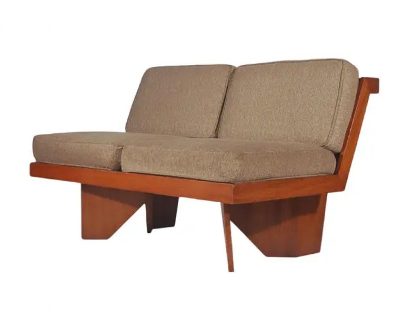 Frank Lloyd Wright Midcentury Craftsman Modern Plywood Loveseat or