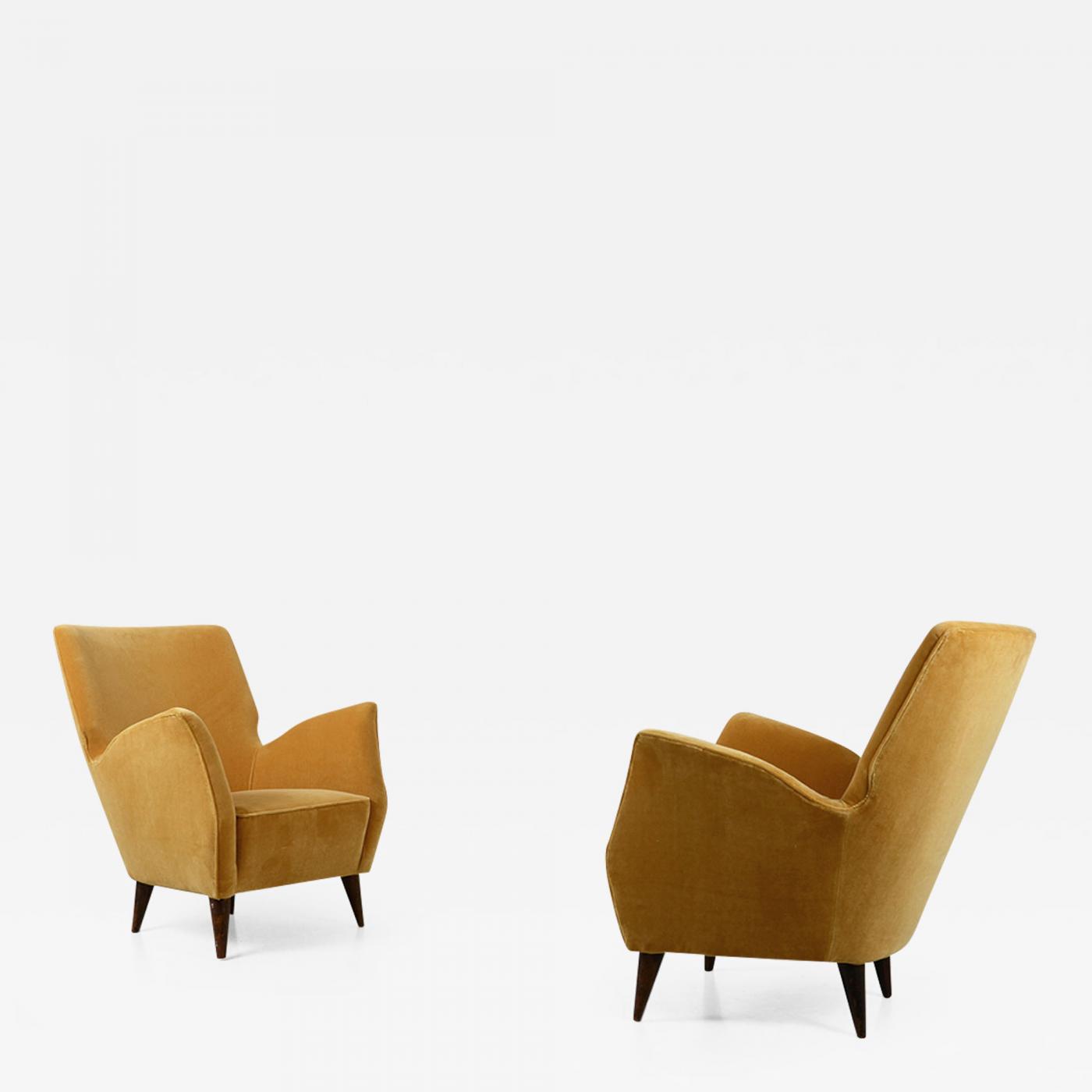 Fratelli Rizzi - Fratelli Rizzi, pair of 1950's armchairs with velvet ...