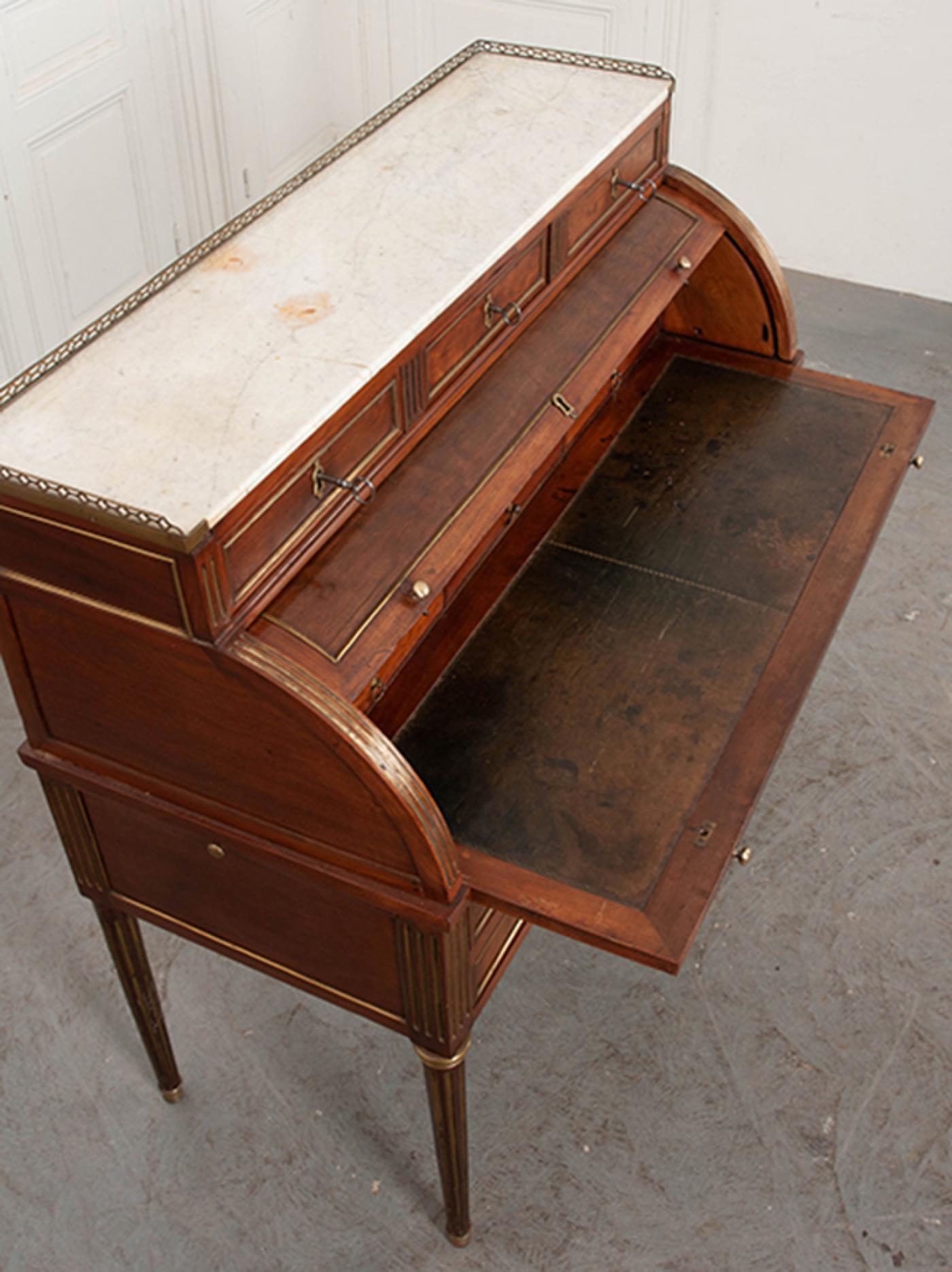 French 19th Century Louis XVIStyle Mahogany Roll Top Desk