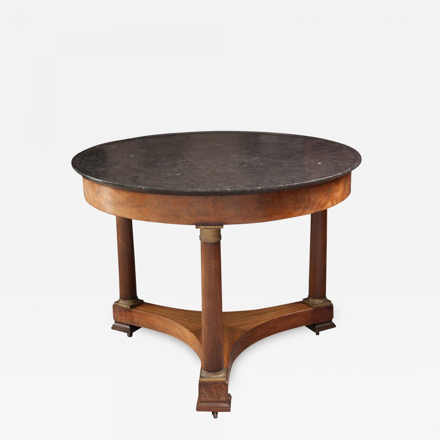 19th Century French Empire Marble Top Mahogany Center Table 19th Century French Empire Marble Top Mahogany Center Table