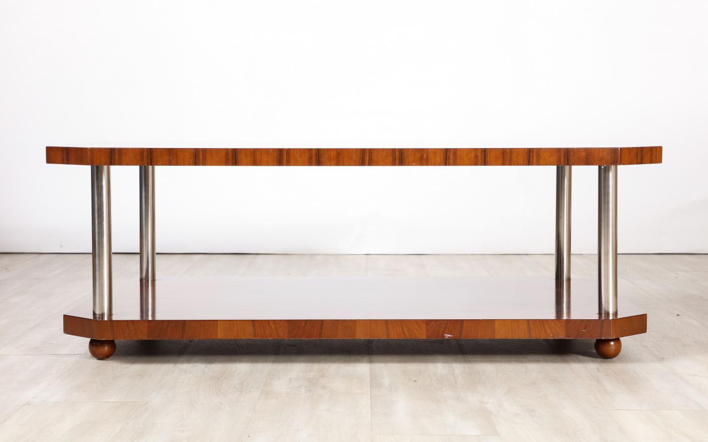 French Art Deco Rectangular Wood Coffee Table, circa 1940