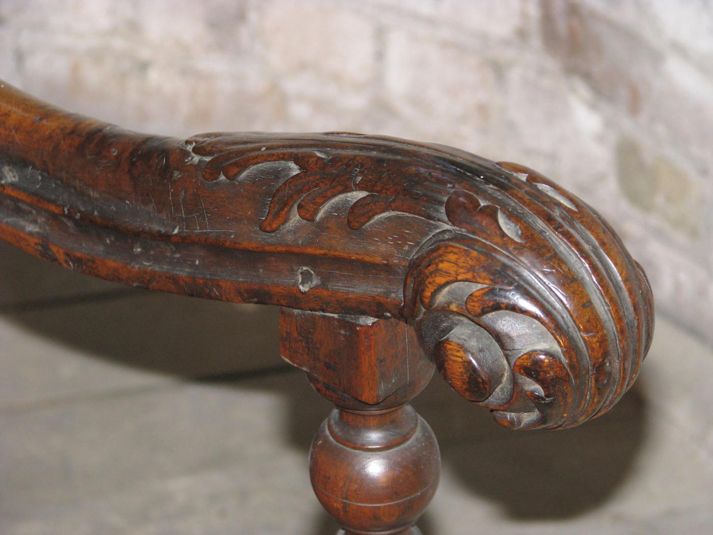 French Baroque 17th Century Louis XIV Walnut Armchair