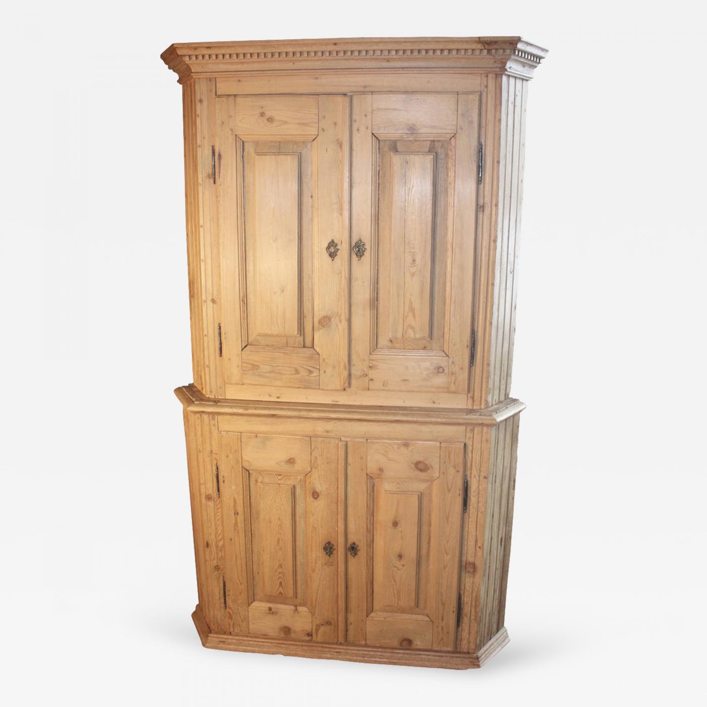 French Louis XVI Bleached Pine Corner Cabinet