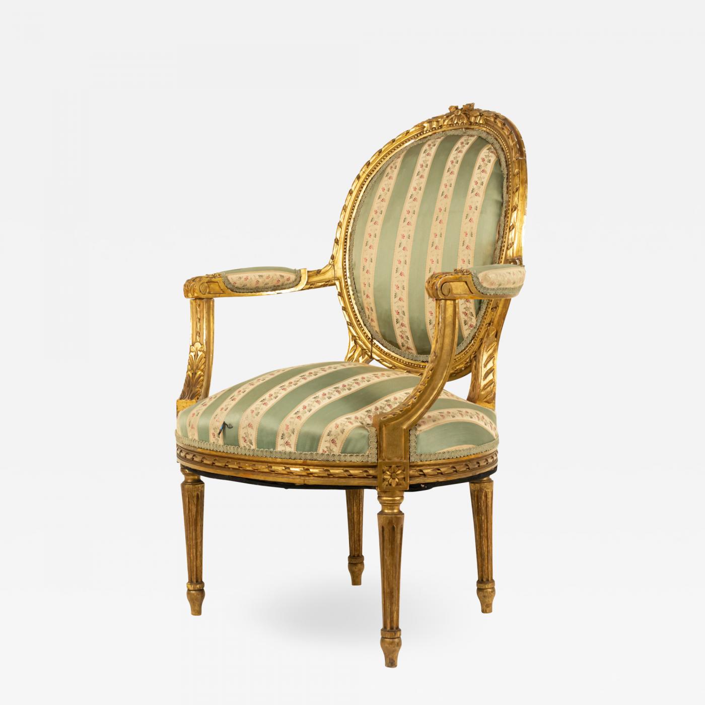 French louis xvi gilt arm chair