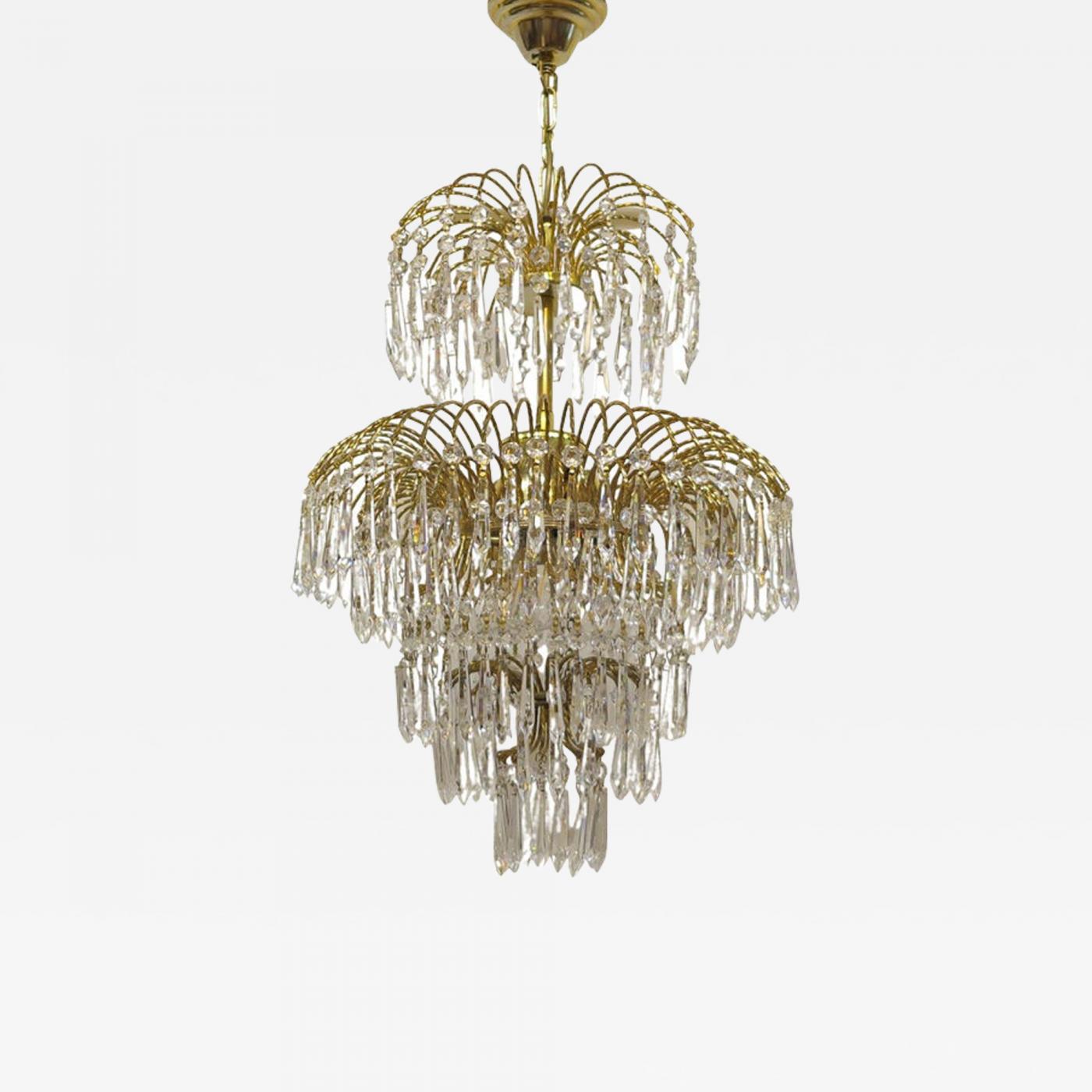 French Mid Century Hollywood Regency Waterfall Chandelier