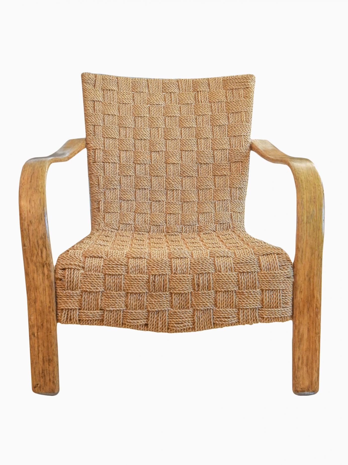 French Mid-Century Rope Chair And Ottoman