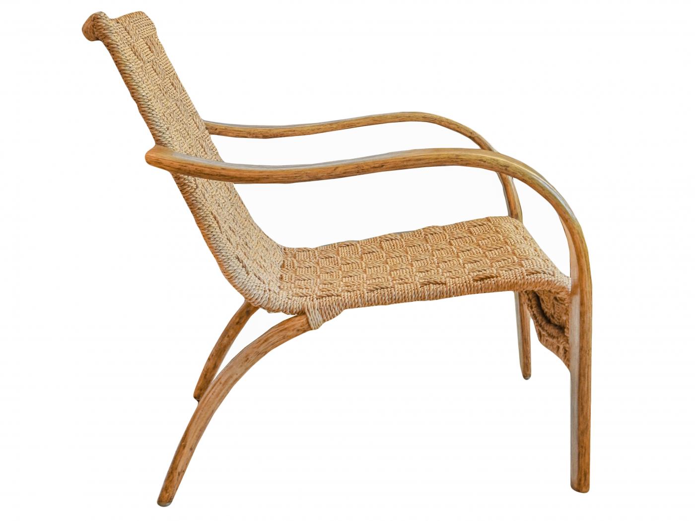 French MidCentury Rope Chair And Ottoman