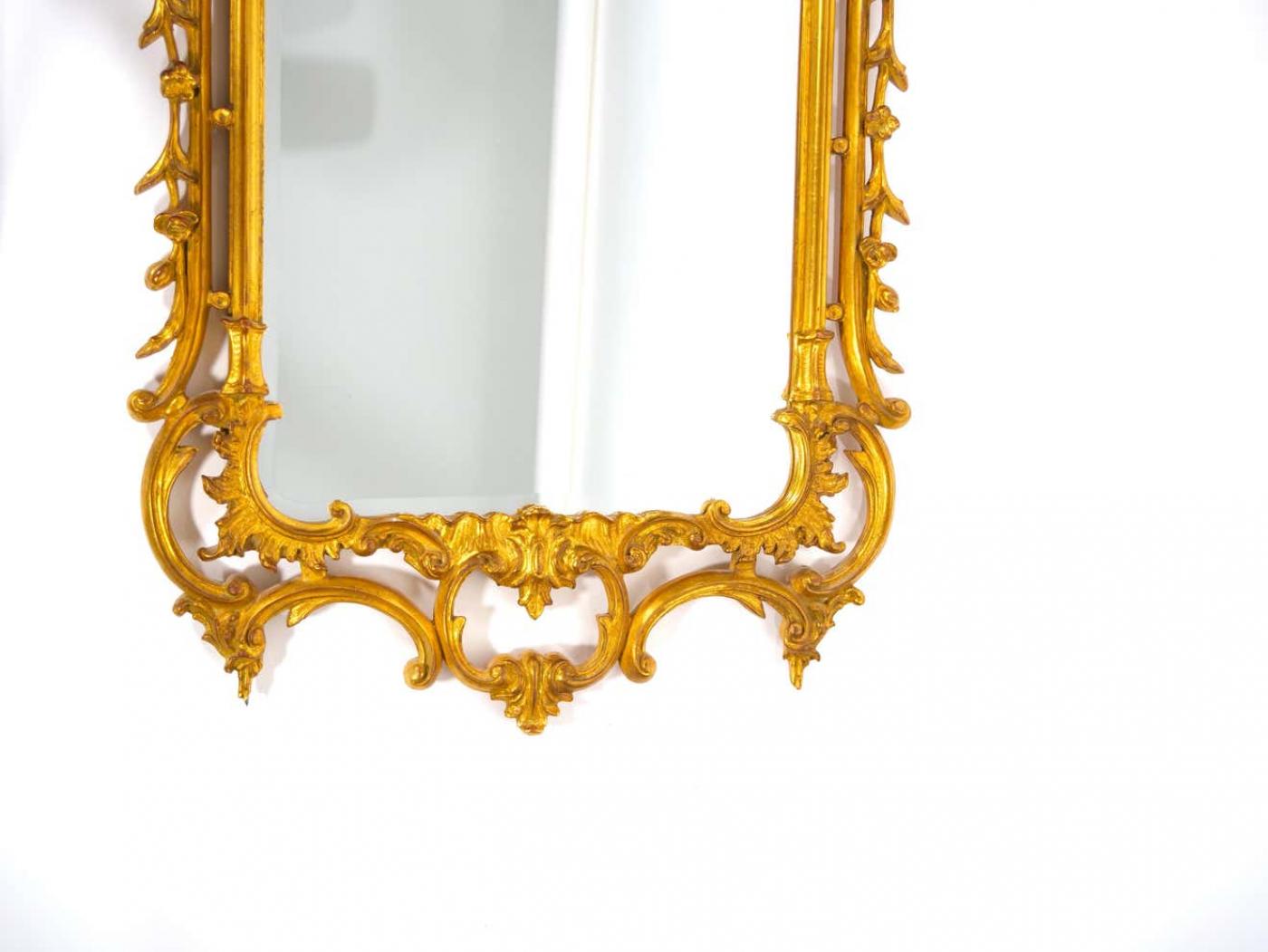 French Rococo Style Gilt Wood Frame Hanging Wall Mirror