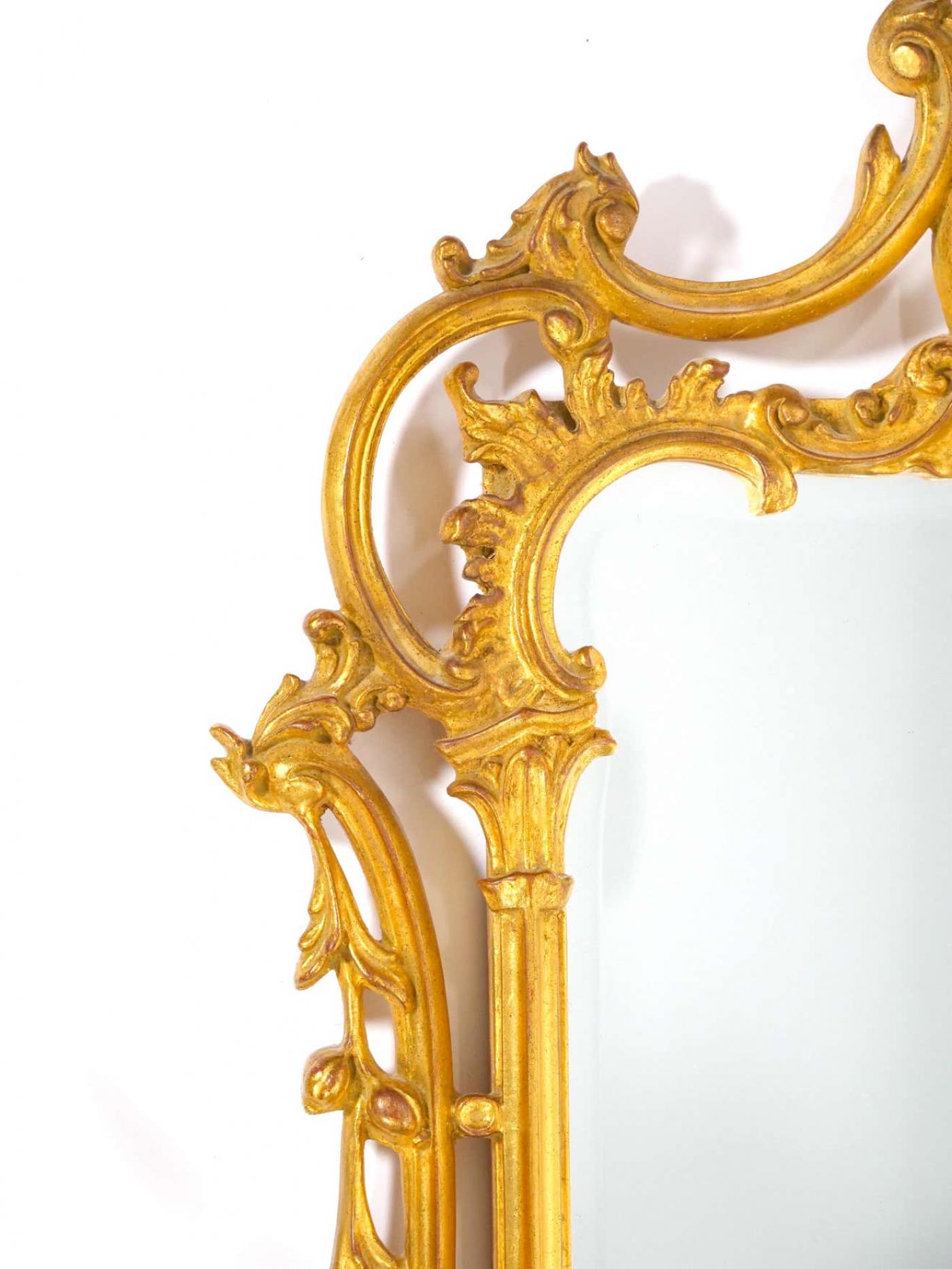 French Rococo Style Gilt Wood Frame Hanging Wall Mirror