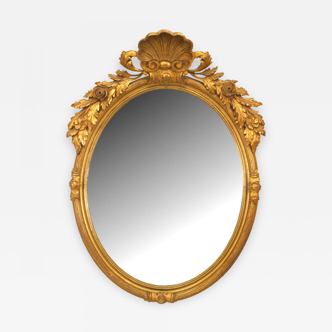 French Victorian Gold Painted Oval Wall Mirror
