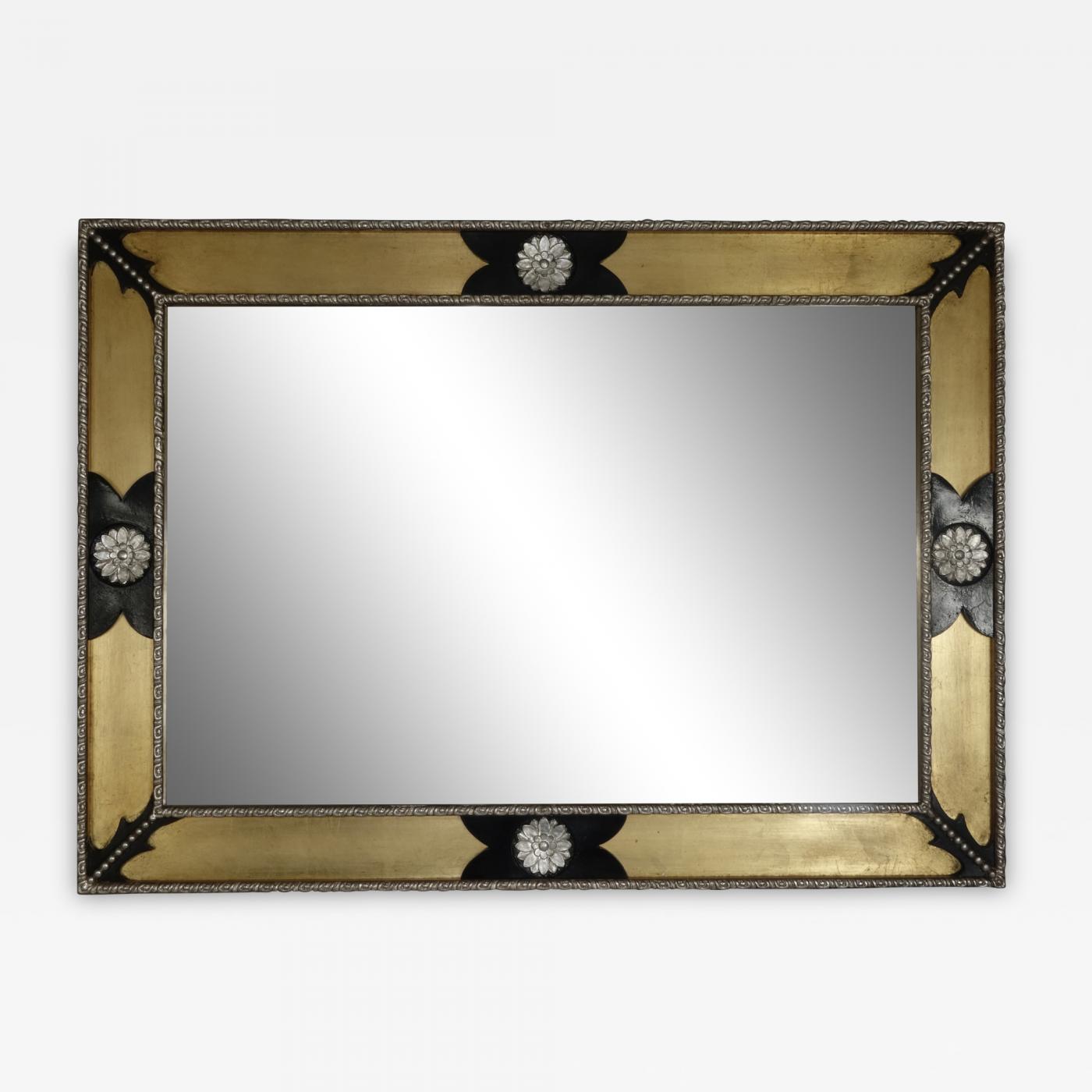 Friedman Brothers Black And Gold Beveled Mirror