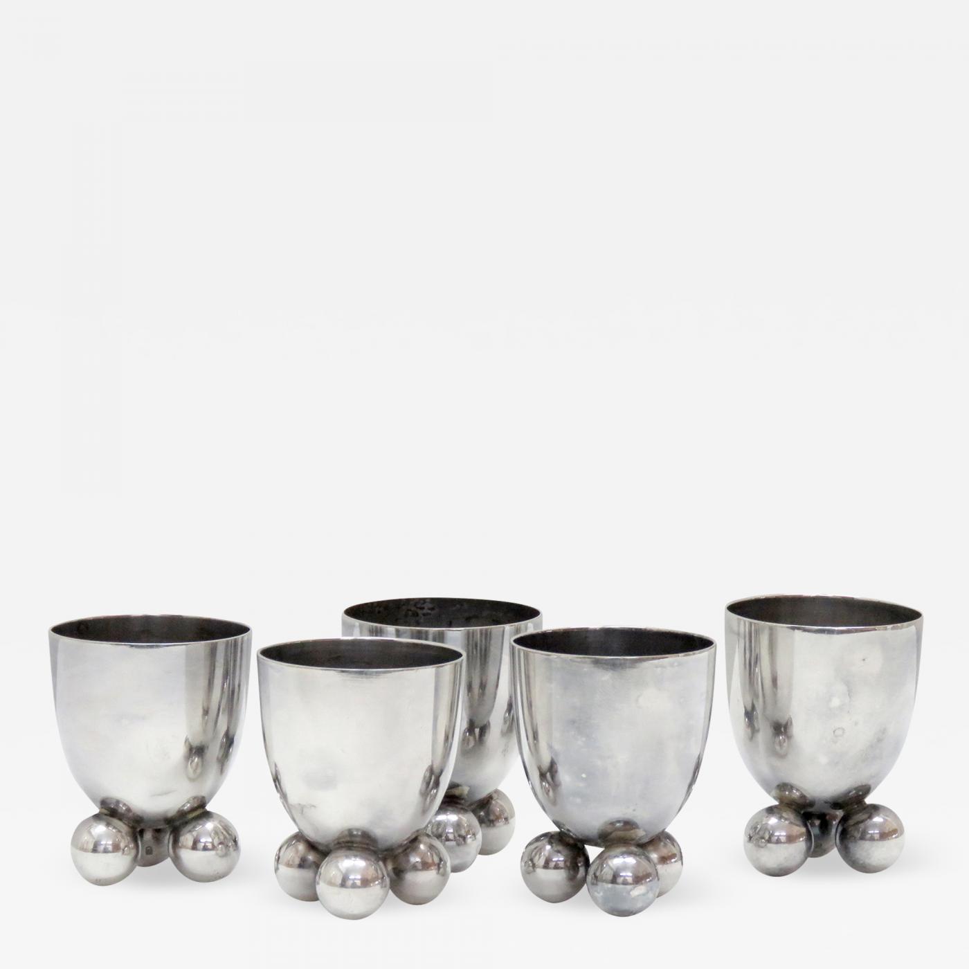 Fritz August Breuhaus De Groot Set Of Five Wmf Silver Egg Cups