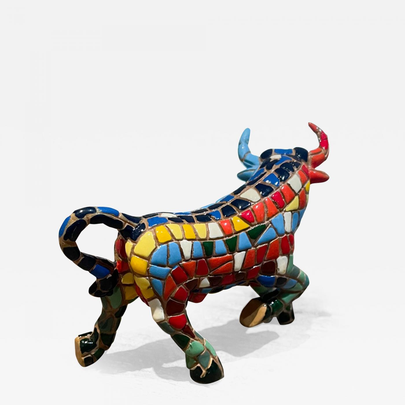 Red and Blue Bull , Bull Figurine, Bull Statue, Decorative Bull, Bull  Figure, Multicolor Bull ,hand Painted 