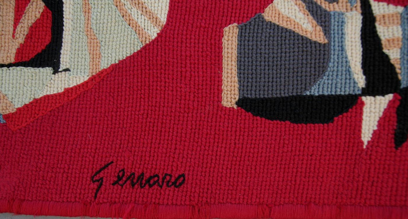 Genaro de Carvalho Brazilian Embroidered 1960s Tapestry by Genaro de Carvalho