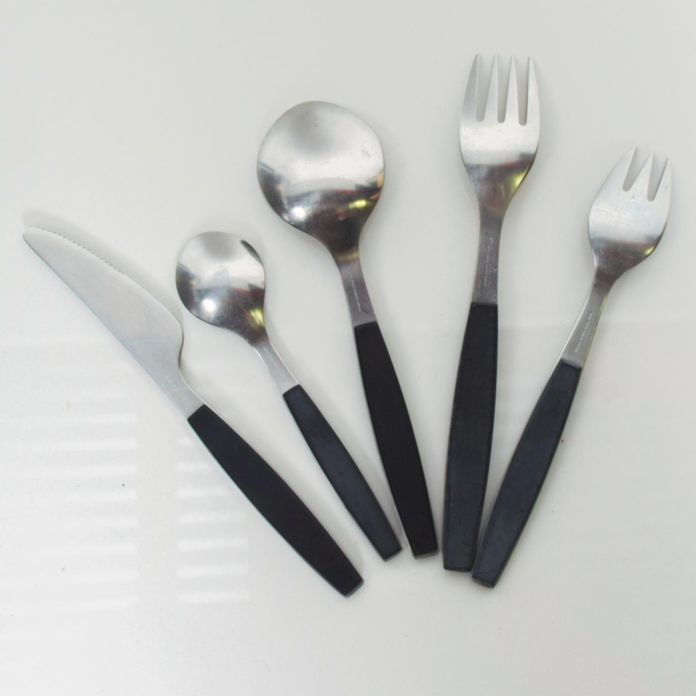 Georg Jensen - 1970s Strata Black Stainless Flatware Place Setting ...