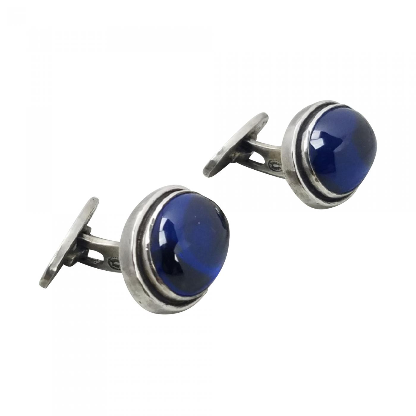 GEORG JENSEN CUFFLINKS NO. 44A SYNTHETIC SAPPHIRE BY 