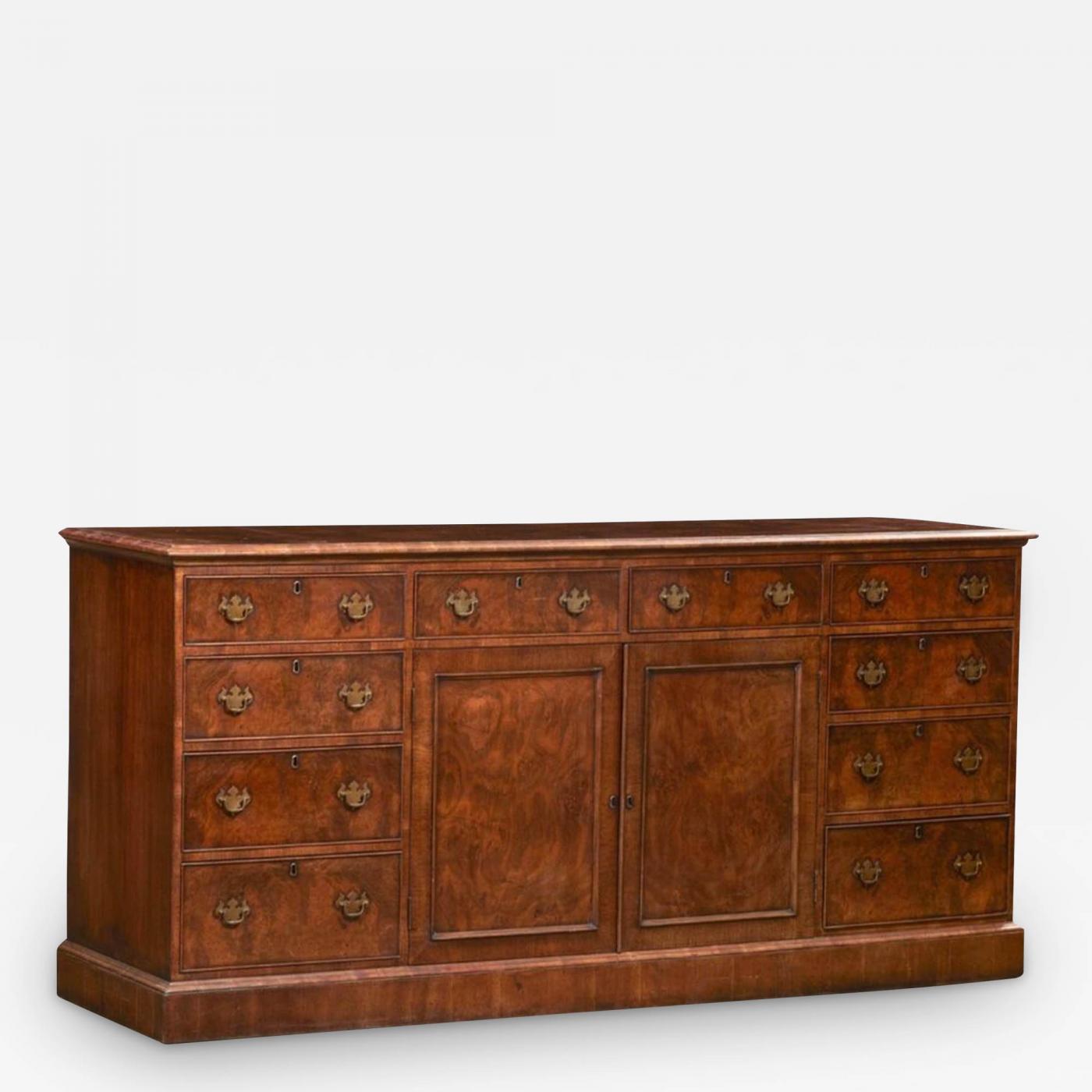 George II Style Burton Ching Burl Walnut Sideboard