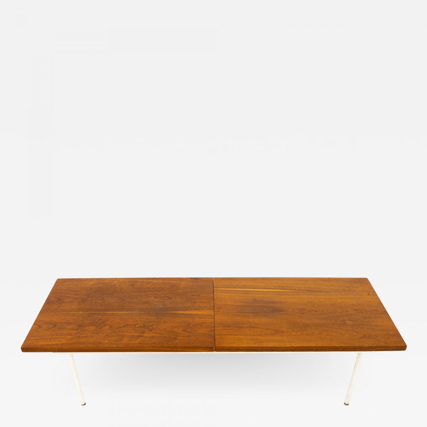 George Nelson George Nelson Style Mid Century Walnut Laminate And Steel Expanding Coffee Table