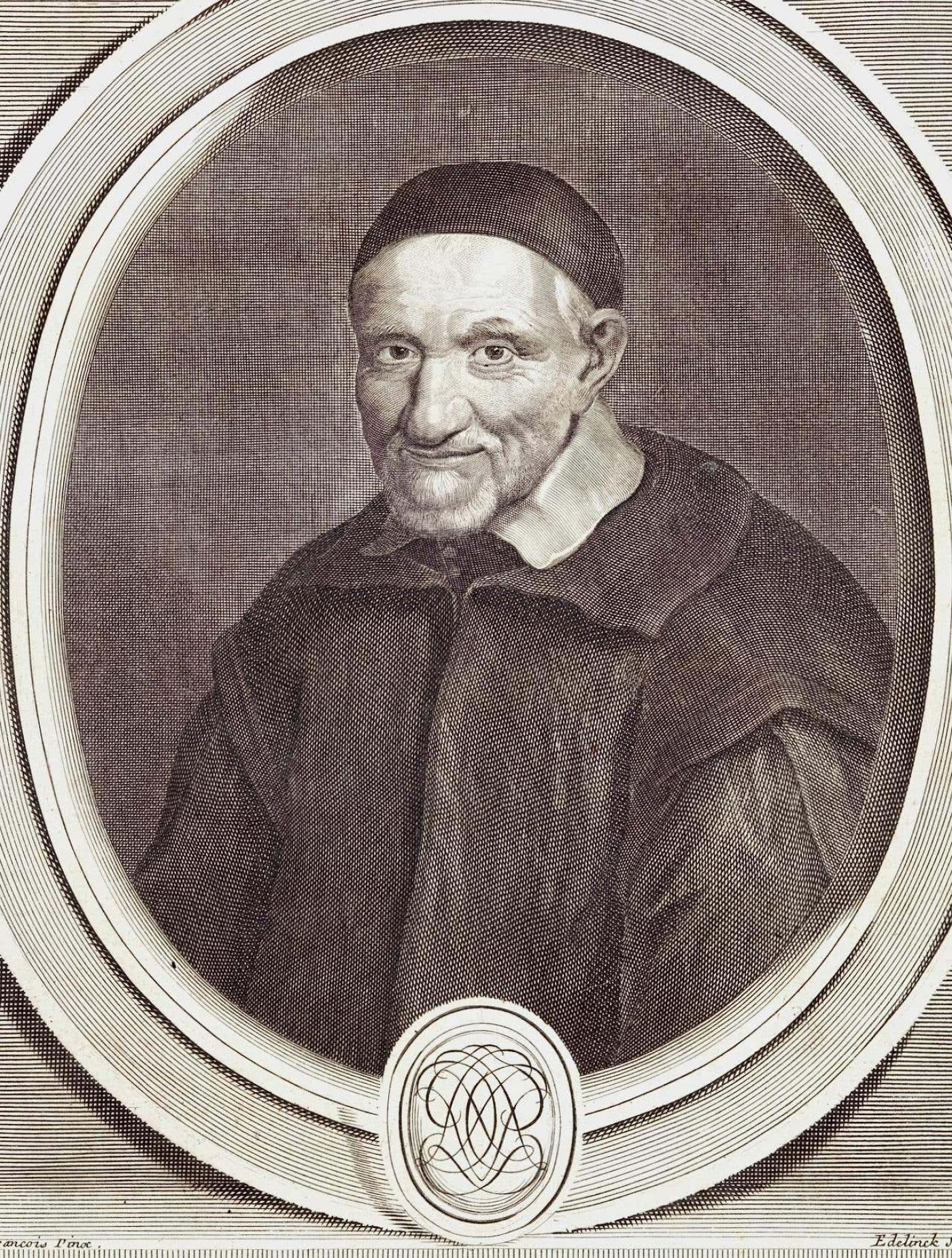 Gerard Edelinck - Vincent de Paul Portrait: 17th C. Engraving by ...