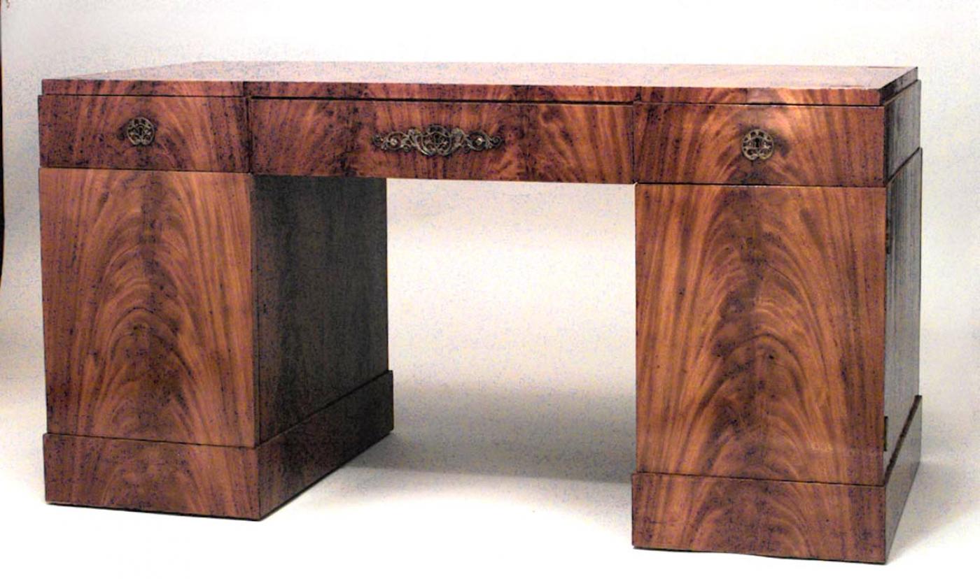 German Biedermeier Mahogany Kneehole Desk