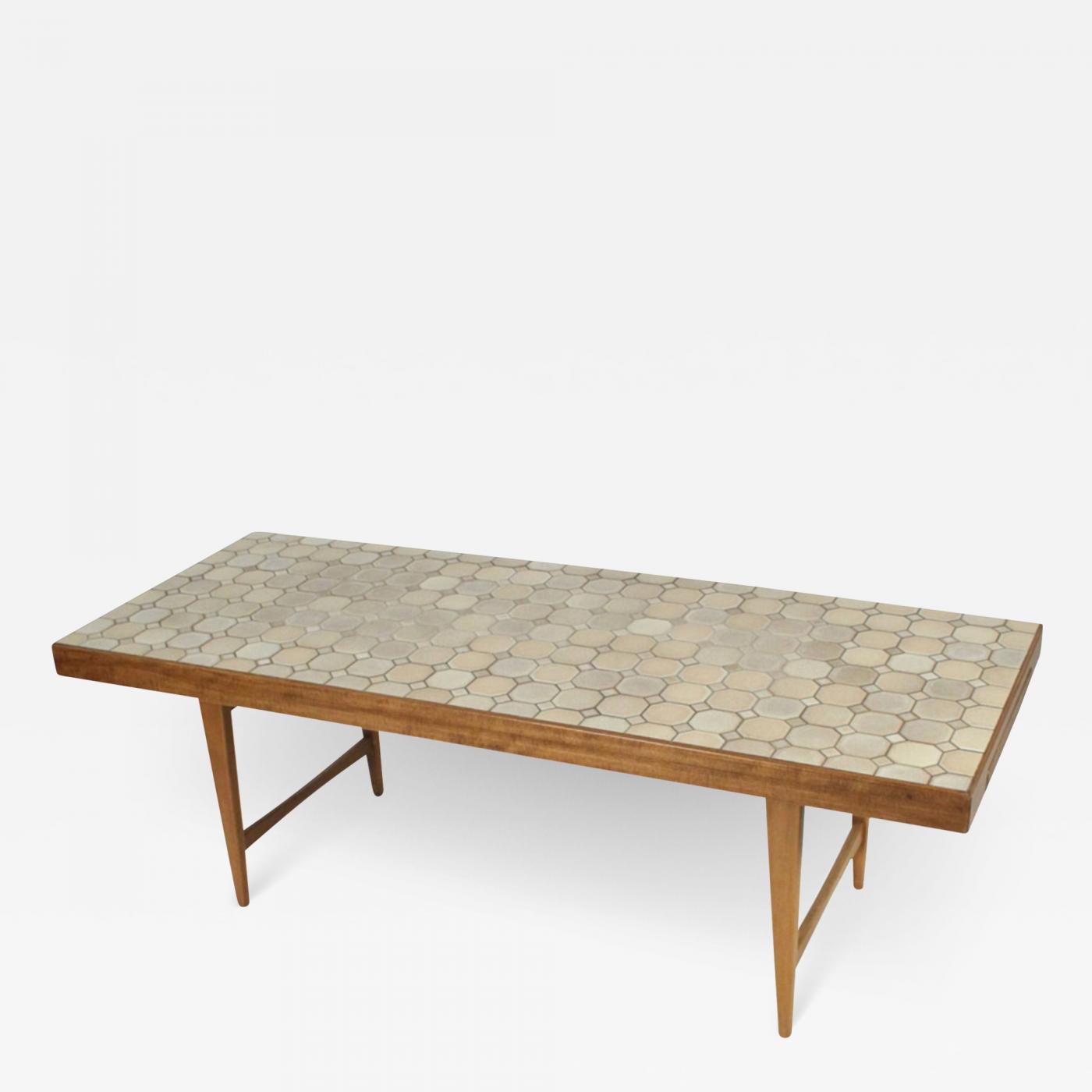 German Mid-Century Extending Tile Top Coffee Table