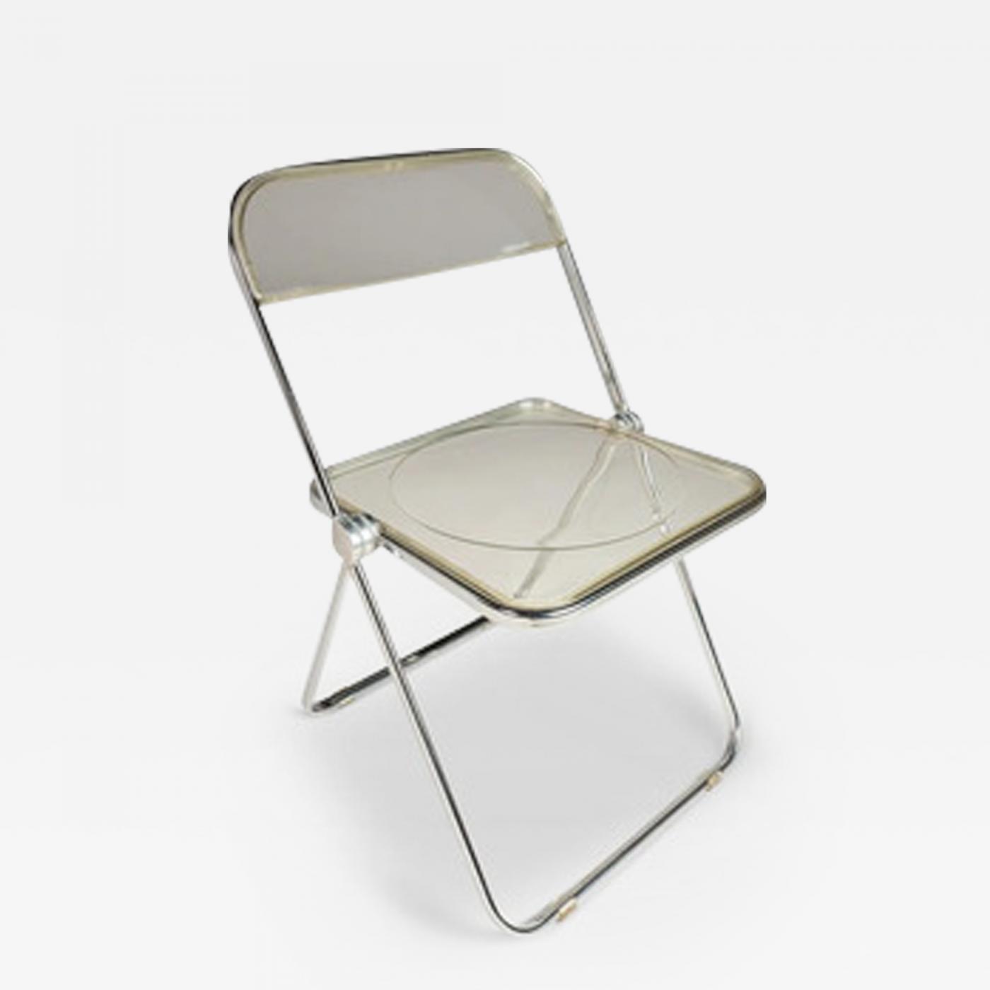 Giancarlo Piretti - Italian Modern 'Plia' Folding Chair in Lucite and  Chrome by Giancarlo Piretti