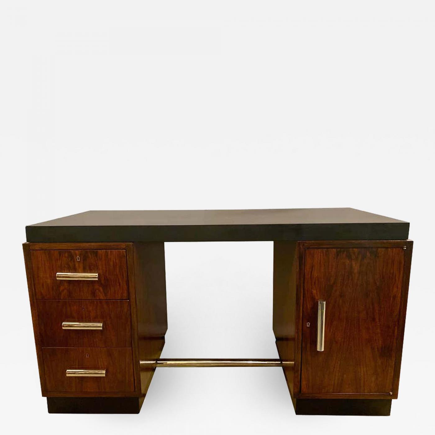 Gilbert Rohde Art Deco Ebony Top Mid Century Modern Desk Or