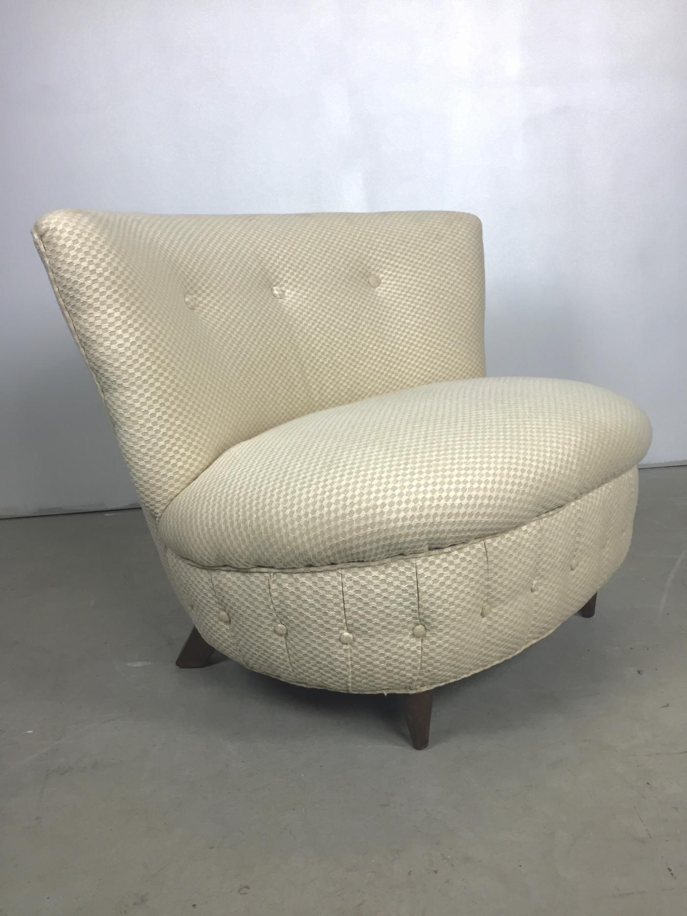 Gilbert Rohde - Pair of Button Tufted Slipper Chairs by Gilbert Rohde