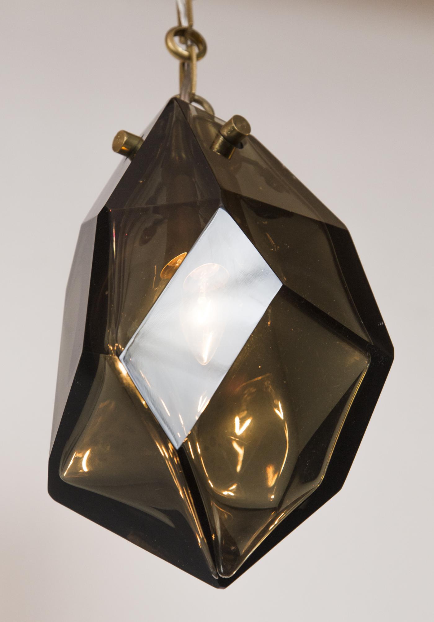 Glass Faceted Diamond- Shaped Pendant Light